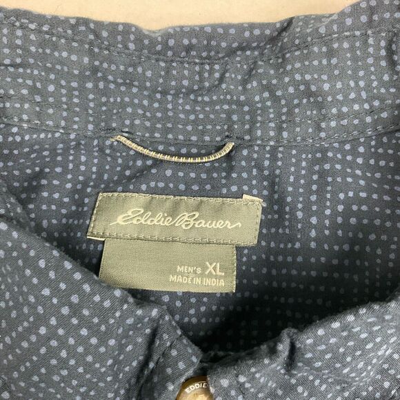 Eddie Bauer Mens Button Down Shirt Blue Short Sleeve Business Casual Cotton XL - Picture 4 of 10